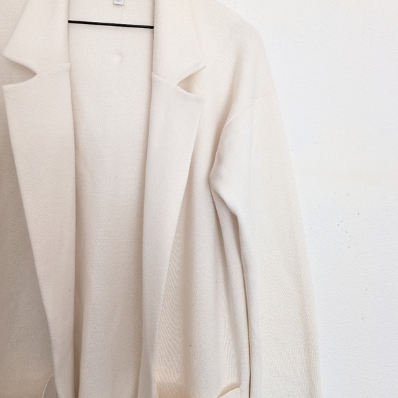 J Crew Merino Wool Blend Off White Duster Open Knit Cardigan Size Medium - Picture 3 of 9